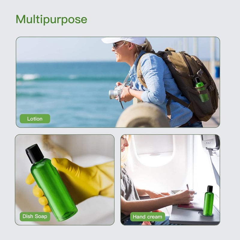 owlyee Travel Bottles for Toiletries 3.4 oz - Travel Size Containers for Shampoo Plastic - Small Empty Lotion Squeeze Bottle for Liquid TSA Approved - Leak Proof Mini Conditioner Refillable Green 100ml - Image 3